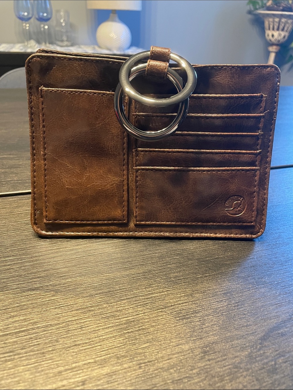 Pouchee Brand Brown Leather Card & Key Purse Organizer